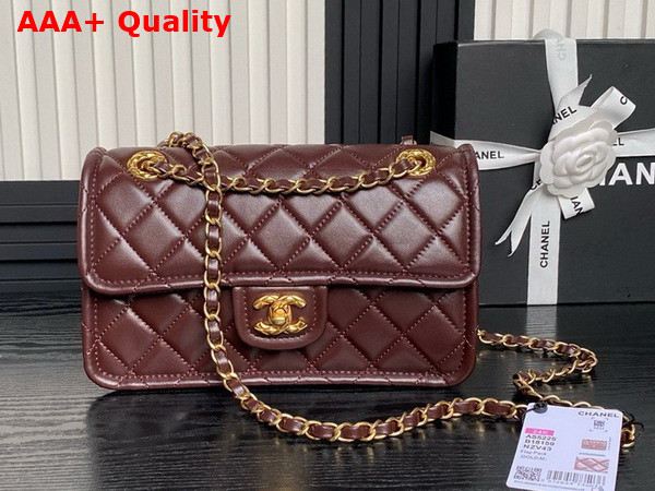 Chanel Flap Bag in Dark Brown Shiny Crumpled Calfskin and Gold Tone Metal AS5225 Replica