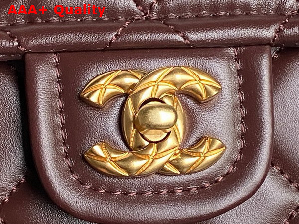 Chanel Flap Bag in Dark Brown Shiny Crumpled Calfskin and Gold Tone Metal AS5225 Replica