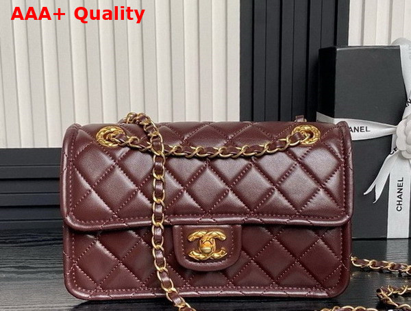 Chanel Flap Bag in Dark Brown Shiny Crumpled Calfskin and Gold Tone Metal AS5225 Replica