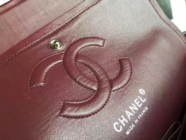 Chanel Flap Bag in Dark Red Patent Leather with Silver Hardware For Sale