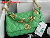 Chanel Flap Bag in Green Shiny Lambskin and Gold Tone Metal AS2388 Replica