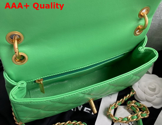 Chanel Flap Bag in Green Shiny Lambskin and Gold Tone Metal AS2388 Replica