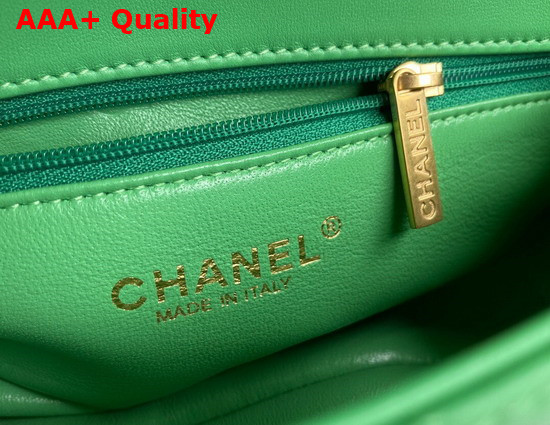 Chanel Flap Bag in Green Shiny Lambskin and Gold Tone Metal AS2388 Replica