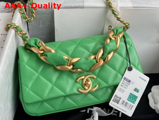 Chanel Flap Bag in Green Shiny Lambskin and Gold Tone Metal AS2388 Replica