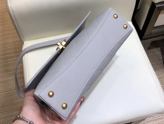 Chanel Flap Bag in Grey Grained Calfskin and Gold Tone Metal AS0305