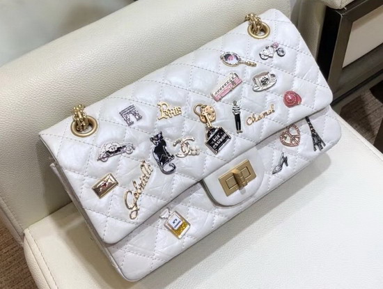 Chanel Flap Bag in Ivory with Charms