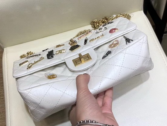 Chanel Flap Bag in Ivory with Charms