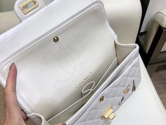 Chanel Flap Bag in Ivory with Charms