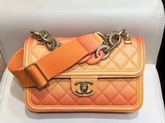 Chanel Flap Bag in Oragne Grained Calfskin Resin and Gold Tone Metal AS0061