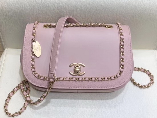 Chanel Flap Bag in Pink Lambskin and Grained Calfskin AS0371