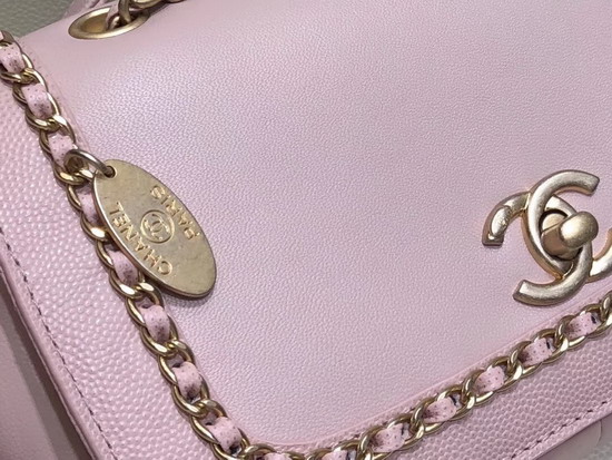 Chanel Flap Bag in Pink Lambskin and Grained Calfskin AS0371