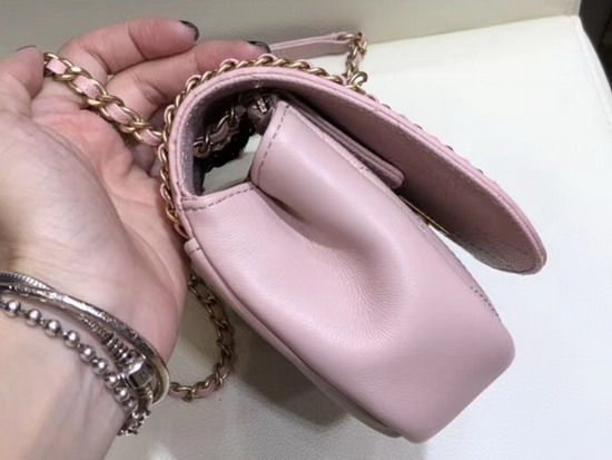 Chanel Flap Bag in Pink Lambskin and Grained Calfskin AS0371