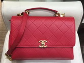 Chanel Flap Bag in Red Grained Calfskin and Gold Tone Metal AS0305