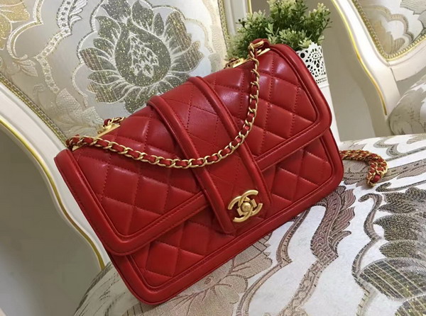 Chanel Flap Bag in Red Lambskin for Sale