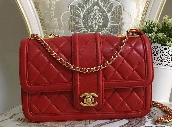 Chanel Flap Bag in Red Lambskin for Sale