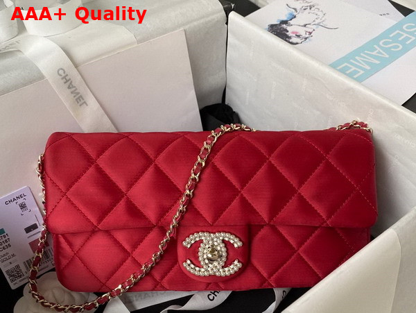 Chanel Flap Bag in Red Satin Replica