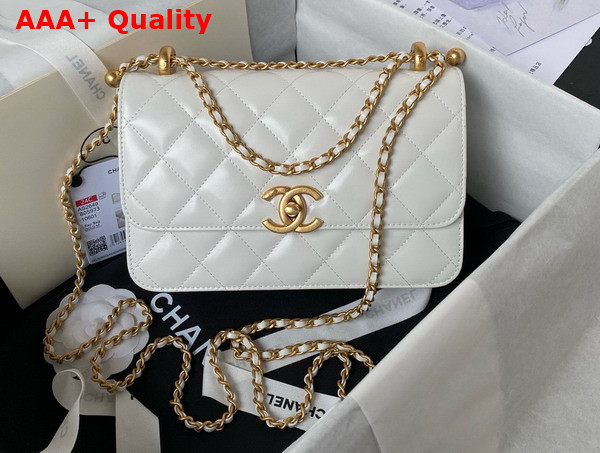 Chanel Flap Bag in White Calfskin AS2649 Replica