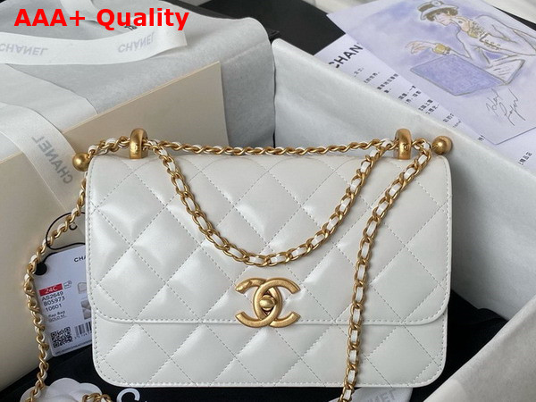 Chanel Flap Bag in White Calfskin AS2649 Replica