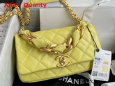 Chanel Flap Bag in Yellow Shiny Lambskin and Gold Tone Metal AS2388 Replica