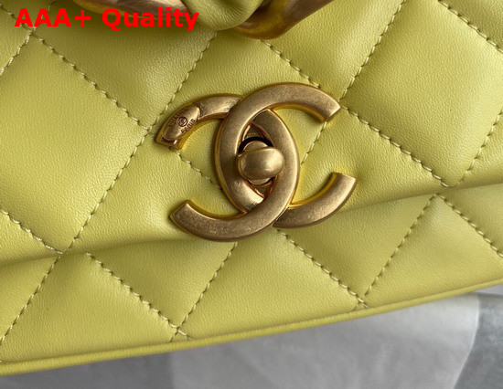 Chanel Flap Bag in Yellow Shiny Lambskin and Gold Tone Metal AS2388 Replica