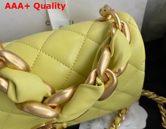 Chanel Flap Bag in Yellow Shiny Lambskin and Gold Tone Metal AS2388 Replica