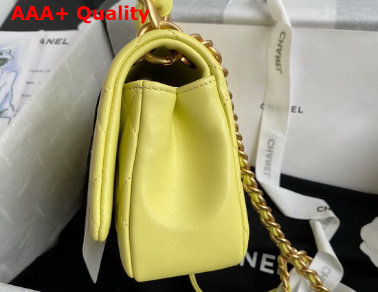 Chanel Flap Bag in Yellow Shiny Lambskin and Gold Tone Metal AS2388 Replica