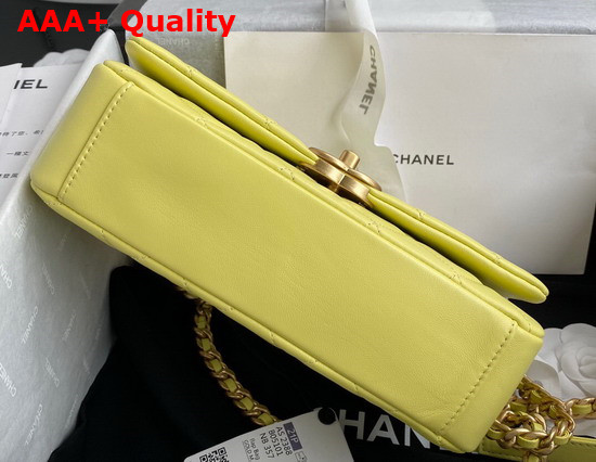 Chanel Flap Bag in Yellow Shiny Lambskin and Gold Tone Metal AS2388 Replica