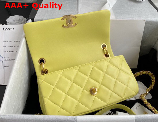 Chanel Flap Bag in Yellow Shiny Lambskin and Gold Tone Metal AS2388 Replica