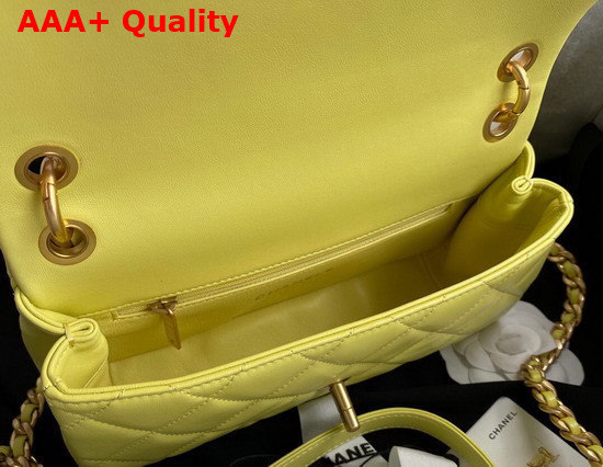 Chanel Flap Bag in Yellow Shiny Lambskin and Gold Tone Metal AS2388 Replica