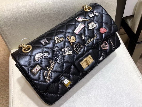 Chanel Flap Bag with Charms Black Aged Calfskin