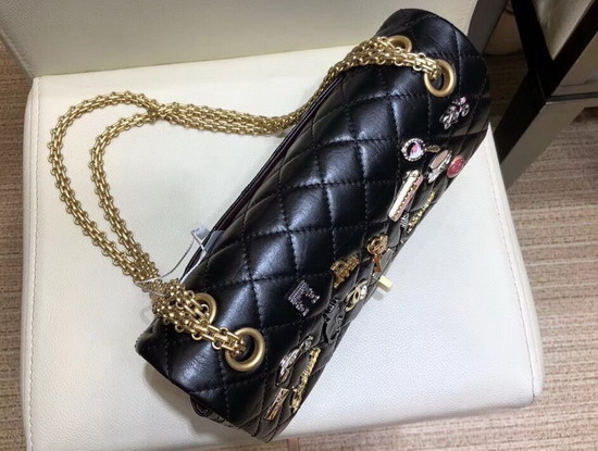 Chanel Flap Bag with Charms Black Aged Calfskin