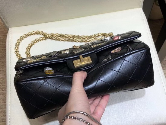 Chanel Flap Bag with Charms Black Aged Calfskin