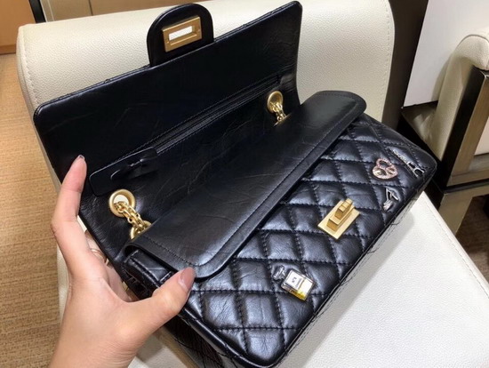 Chanel Flap Bag with Charms Black Aged Calfskin