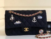 Chanel Flap Bag with Charms Wool and Lambskin Black