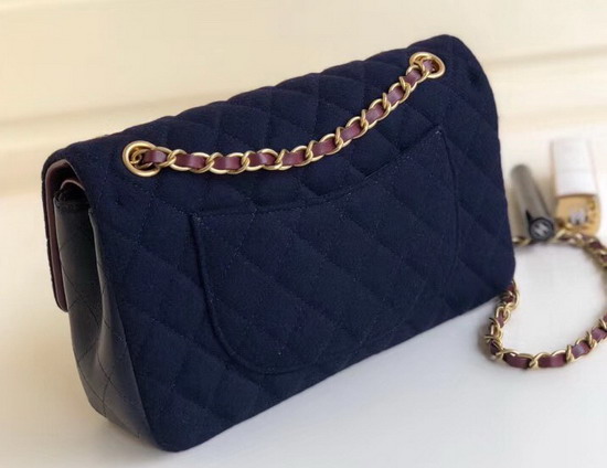 Chanel Flap Bag with Charms Wool and Lambskin Navy Blue