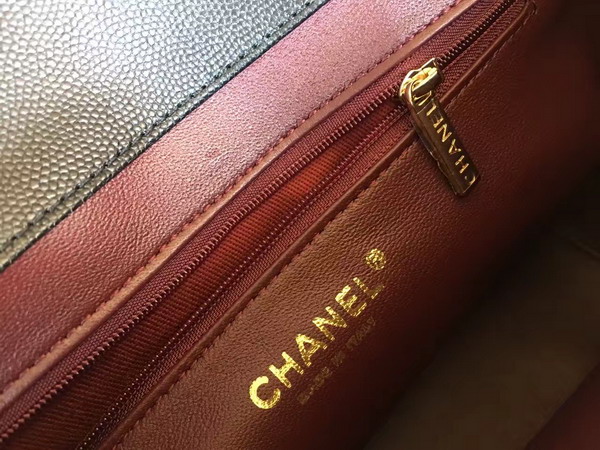 Chanel Flap Bag with Handle Black Grained Calfskin Light Gold Metal for Sale