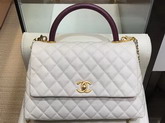 Chanel Flap Bag with Lizard Top Handle Ivory Grained Calfskin