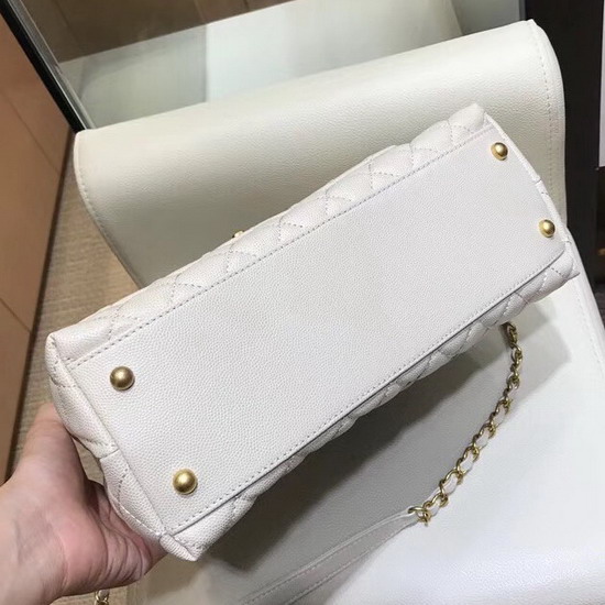 Chanel Flap Bag with Lizard Top Handle Ivory Grained Calfskin