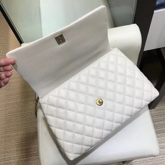 Chanel Flap Bag with Lizard Top Handle Ivory Grained Calfskin