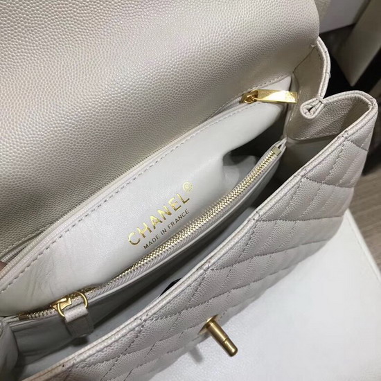 Chanel Flap Bag with Lizard Top Handle Ivory Grained Calfskin