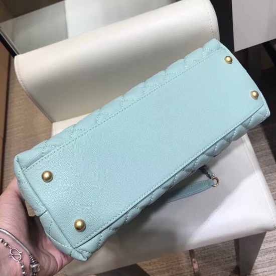 Chanel Flap Bag with Lizard Top Handle Turquoise Grained Calfskin