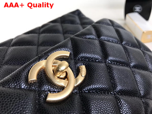 Chanel Flap Bag with Top Handle Black Grained Calfskin Gold Tone Metal Replica