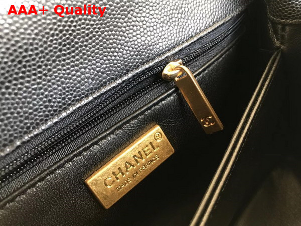 Chanel Flap Bag with Top Handle Black Grained Calfskin Gold Tone Metal Replica