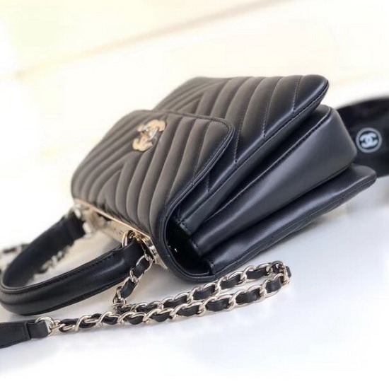 Chanel Flap Bag with Top Handle Black Lambskin