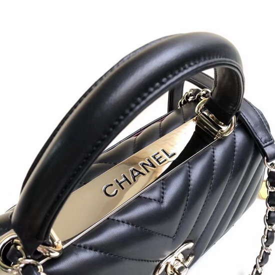 Chanel Flap Bag with Top Handle Black Lambskin