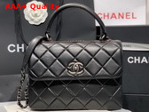 Chanel Flap Bag with Top Handle Black Lambskin Ref A92236 Replica