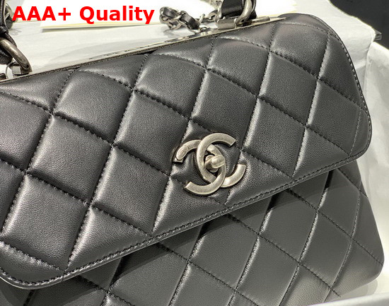 Chanel Flap Bag with Top Handle Black Lambskin Ref A92236 Replica