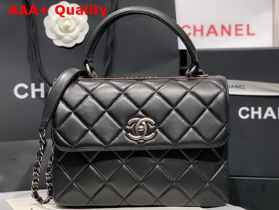 Chanel Flap Bag with Top Handle Black Lambskin Ref A92236 Replica