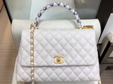 Chanel Flap Bag with Top Handle Grained Calfskin Elaphe Gold Tone Metal A92991