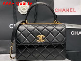 Chanel Flap Bag with Top Handle Lambskin Black with Gold Tone Metal Ref A92236 Replica